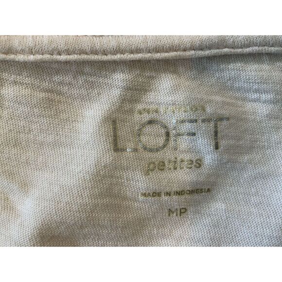 Ann Taylor Beige & Gold Glitter Short Sleeve Scoop Neck Printed T-Shirt Size PM - Picture 9 of 12